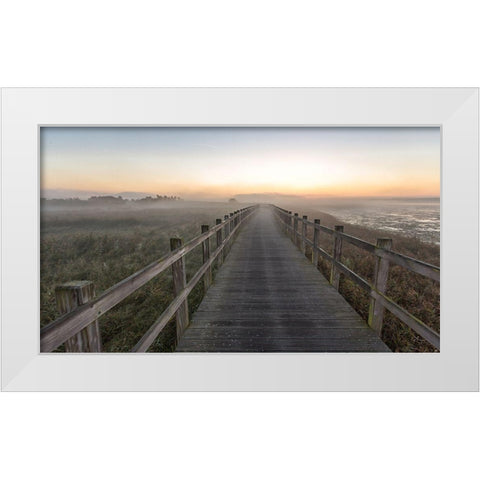 Morning Walk. White Modern Wood Framed Art Print by Londal, Leif