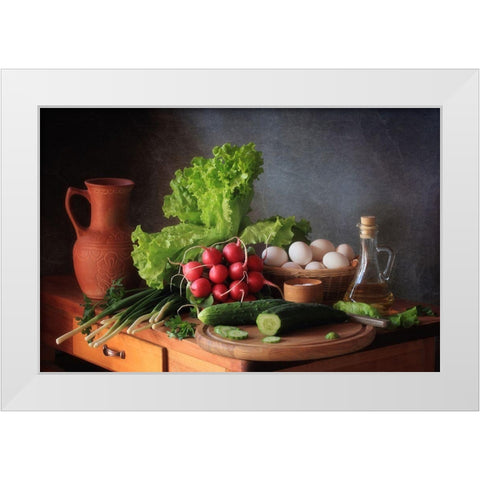 Still Life With Vegetables White Modern Wood Framed Art Print by Skorokhod, Tatyana