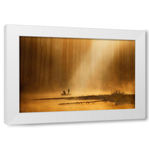 Golden Silence White Modern Wood Framed Art Print by Suzuki, Takashi