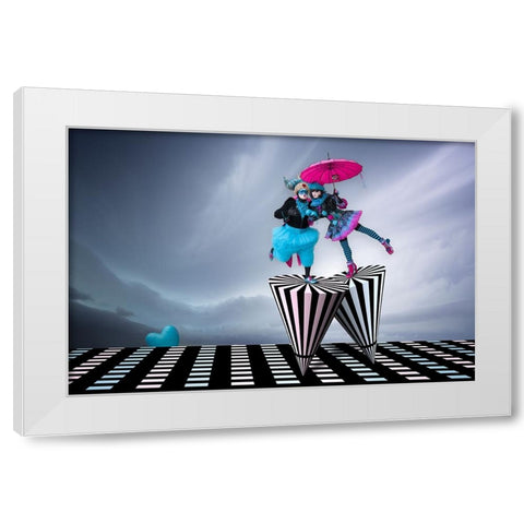 Spinning On The Runway Of Love White Modern Wood Framed Art Print by Doyle, Renee