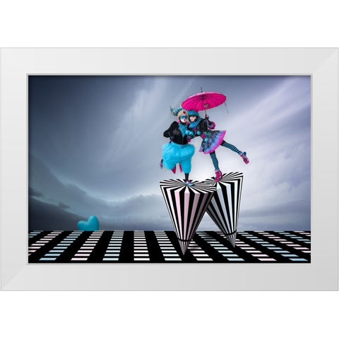 Spinning On The Runway Of Love White Modern Wood Framed Art Print by Doyle, Renee