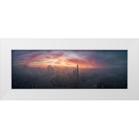 Bay Of Colour White Modern Wood Framed Art Print by Huang, Stan