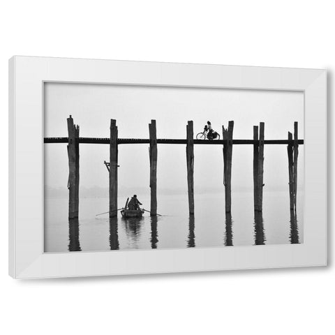 U Bein Bridge (Myanmar) White Modern Wood Framed Art Print by Intarob, Sarawut