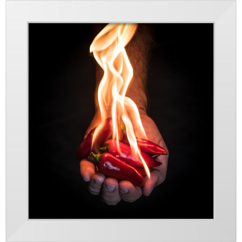 Red Hot Chili Peppers White Modern Wood Framed Art Print by Melnotte, Mike