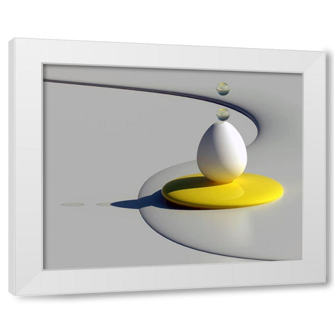 Egg Shapes White Modern Wood Framed Art Print by Bunjamin, Antonyus