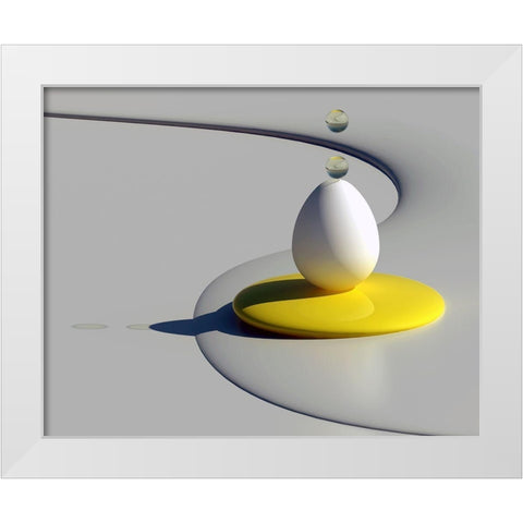 Egg Shapes White Modern Wood Framed Art Print by Bunjamin, Antonyus