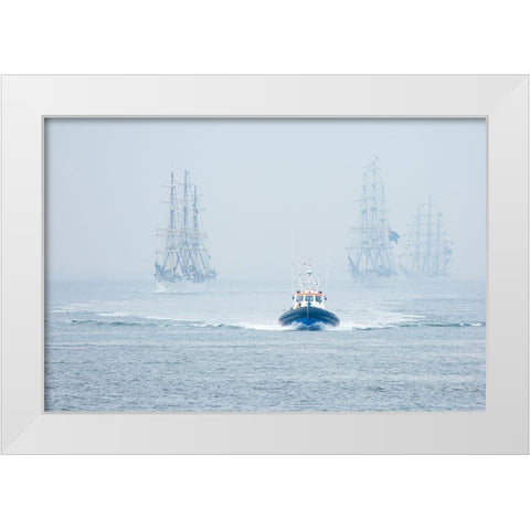 Out Of The Blue White Modern Wood Framed Art Print by Drijfhamer, Ton