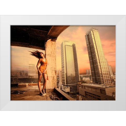 From The 16Th Floor White Modern Wood Framed Art Print by Kisworo, Sebastian