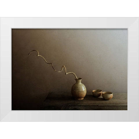 Twists White Modern Wood Framed Art Print by Halaby, Margaret