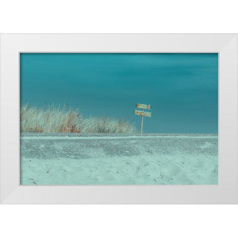 Welcome To The Beach White Modern Wood Framed Art Print by De Laat, Bernardine