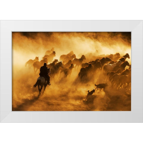 Cowboy White Modern Wood Framed Art Print by Tunc, Feyzullah
