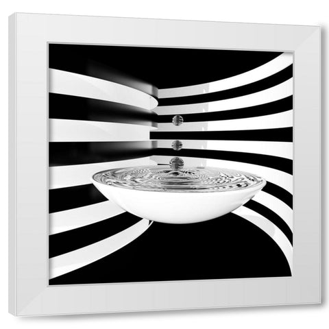 Water Strips White Modern Wood Framed Art Print by Bunjamin, Antonyus