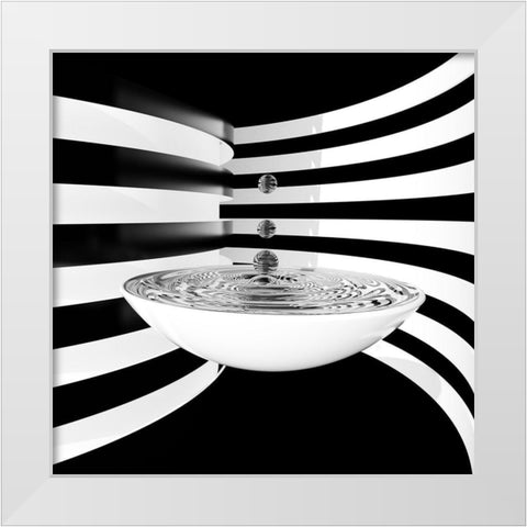 Water Strips White Modern Wood Framed Art Print by Bunjamin, Antonyus