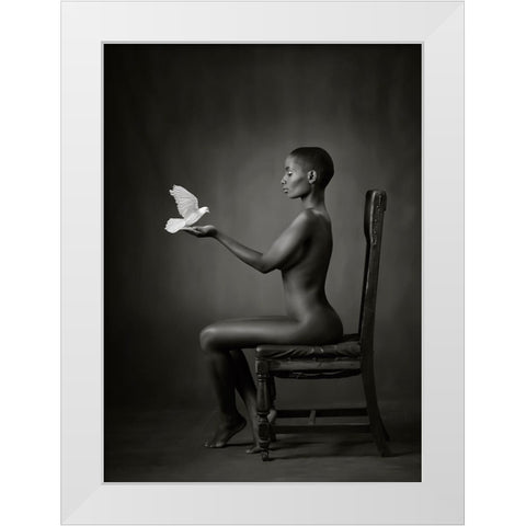 Ebony Dove White Modern Wood Framed Art Print by Catchlight Studio