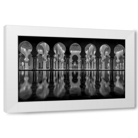 Oriental Night White Modern Wood Framed Art Print by Thabet, Ahmed