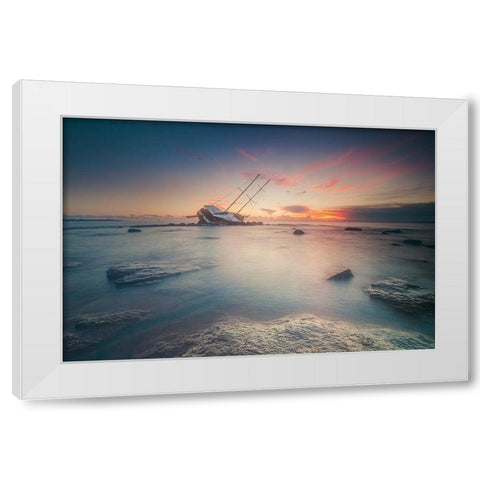 Adrift White Modern Wood Framed Art Print by Atzori, Daniele