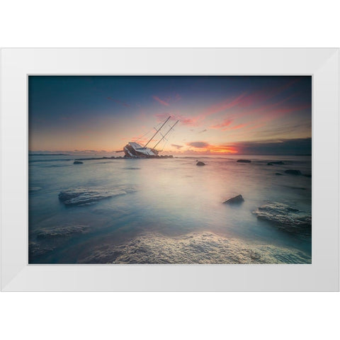 Adrift White Modern Wood Framed Art Print by Atzori, Daniele