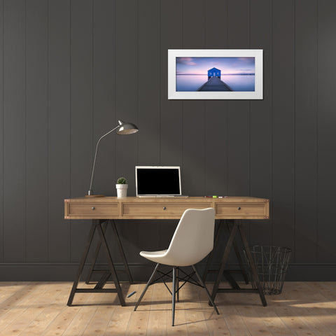 Boathouse White Modern Wood Framed Art Print by Vandewalle, Richard