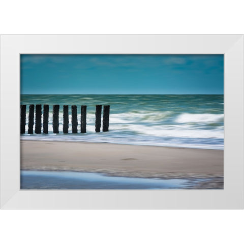 White Waves White Modern Wood Framed Art Print by De Laat, Bernardine