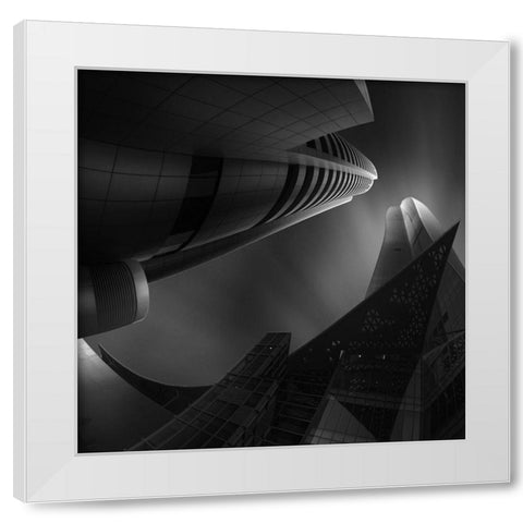 Clash Of The Titans White Modern Wood Framed Art Print by Thabet, Ahmed