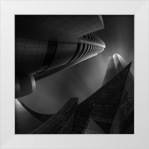 Clash Of The Titans White Modern Wood Framed Art Print by Thabet, Ahmed