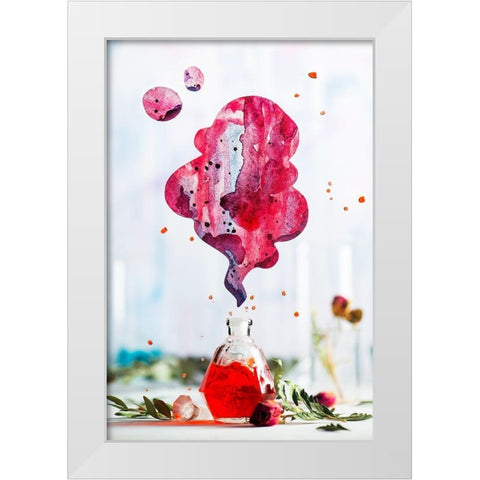Summer Perfume (Red) White Modern Wood Framed Art Print by Belenko, Dina
