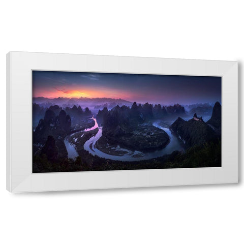 Good Morning From Damianshan - China White Modern Wood Framed Art Print by M. Garcia, Jesus
