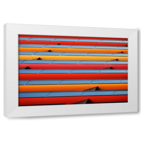 Colour Stripes White Modern Wood Framed Art Print by Hawerkamp, Hans-Wolfgang