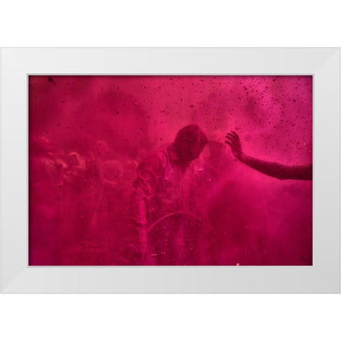 Colorful Life White Modern Wood Framed Art Print by Das, Avishek