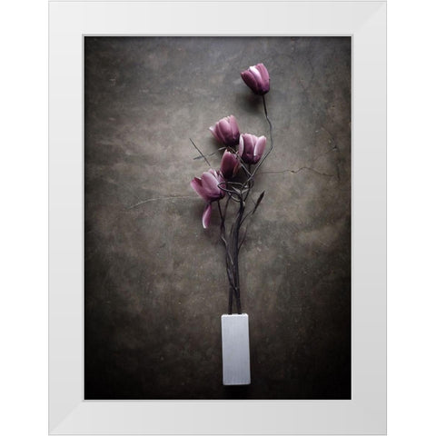 The Purple Tulip White Modern Wood Framed Art Print by Lagaa, Kahar