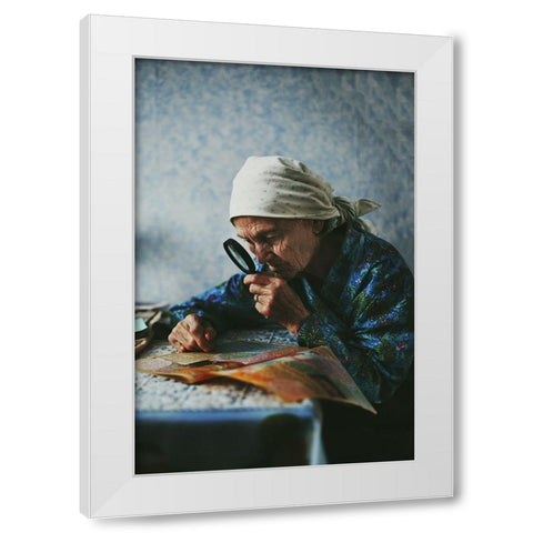 Grandmother White Modern Wood Framed Art Print by Zhukova, Natalia