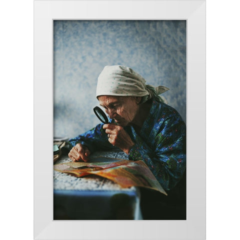 Grandmother White Modern Wood Framed Art Print by Zhukova, Natalia