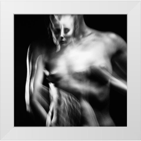 Untitled White Modern Wood Framed Art Print by Bousca, Bogdan