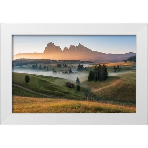 Alpe Di Siusi White Modern Wood Framed Art Print by Krivec, Ales