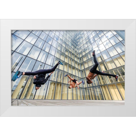 Tricking With Ahmed Chouikhi-Mehdi Harhad A Kacvin Cactout White Modern Wood Framed Art Print by Shu, Tristan