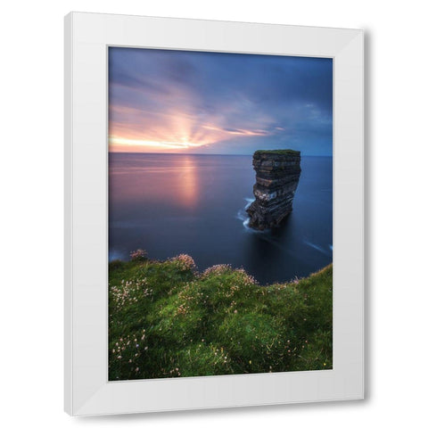 Ireland - Downpatrick Head White Modern Wood Framed Art Print by Claude Castor, Jean