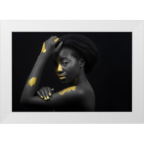 Breaking Through - Black And Gold 1 White Modern Wood Framed Art Print by NSPD Studios