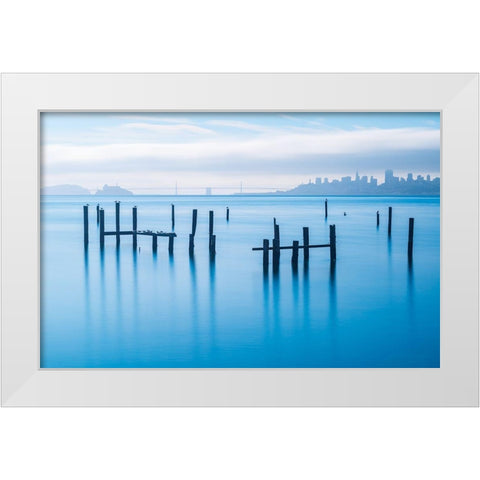 The Old Pier Of Sausalito White Modern Wood Framed Art Print by Zhang, Jonathan