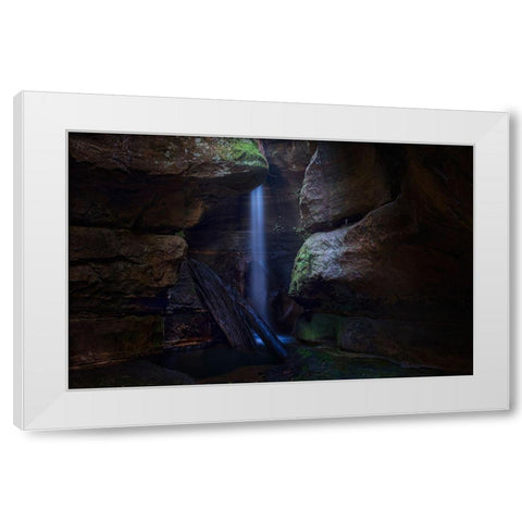 Blue Mountains Waterfall White Modern Wood Framed Art Print by Zhang, Yan