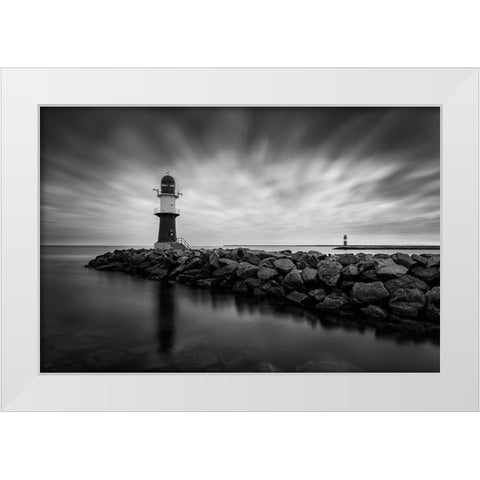 The Twins White Modern Wood Framed Art Print by Schonberg, Alexander