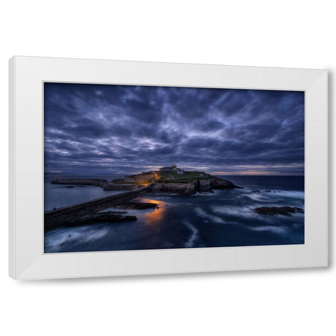 Ultimas Luces En El Faro White Modern Wood Framed Art Print by Maseda Varela, Alfonso