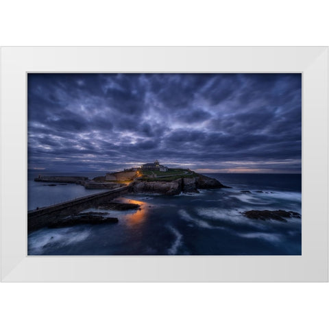 Ultimas Luces En El Faro White Modern Wood Framed Art Print by Maseda Varela, Alfonso