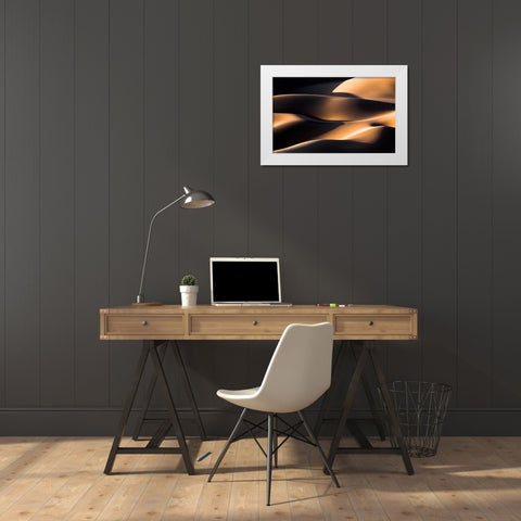 Wave White Modern Wood Framed Art Print by Momeni, Mohammadreza