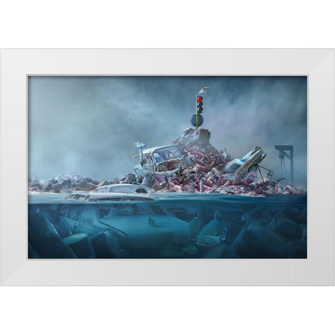 Destruction Of The Environment White Modern Wood Framed Art Print by Almawash, Sulaiman