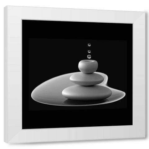 Drops Composition White Modern Wood Framed Art Print by Bunjamin, Antonyus