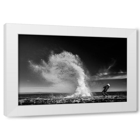Extreme  Fishing White Modern Wood Framed Art Print by Varasteh, Vahid