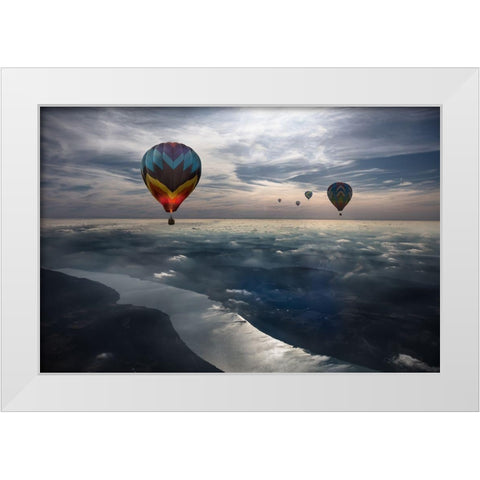 To Kiss The Sky White Modern Wood Framed Art Print by Bonadio, Heather