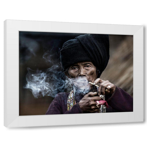 Smoking 2 White Modern Wood Framed Art Print by Eichelberg, Amnon