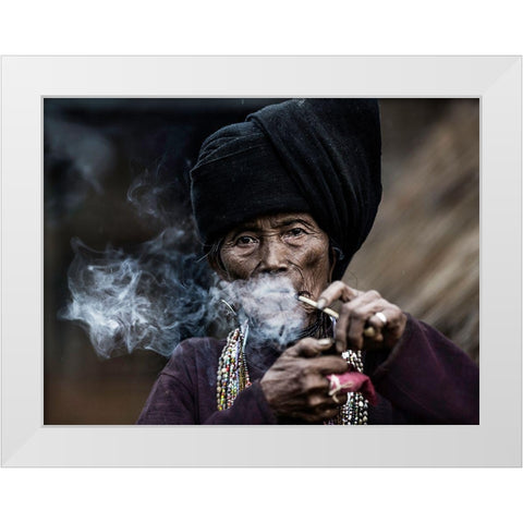 Smoking 2 White Modern Wood Framed Art Print by Eichelberg, Amnon