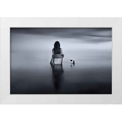 Enjoy The Silence White Modern Wood Framed Art Print by Kaimaki, Maria
